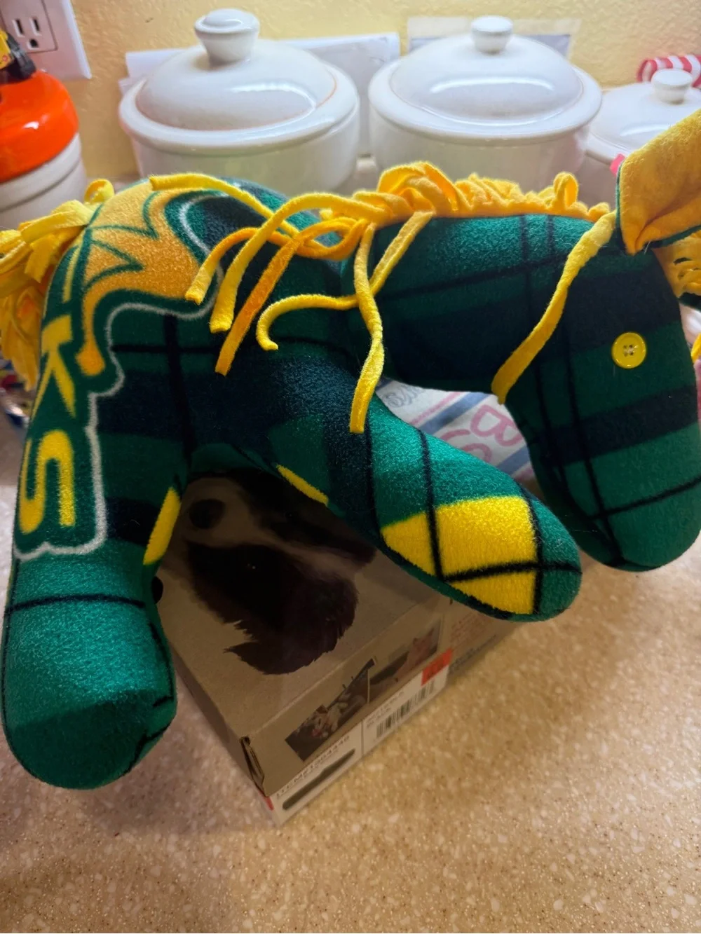 Oregon Ducks Flannel Homemade Green Yellow Stuffed Horse Toy Plush Playmate